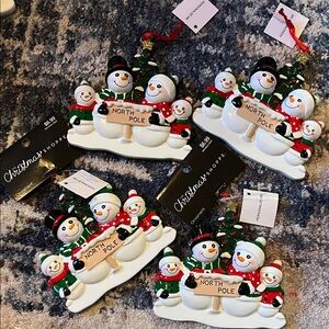 Christmas family of 4 Snowman Ornaments ( all 4 ornaments )
